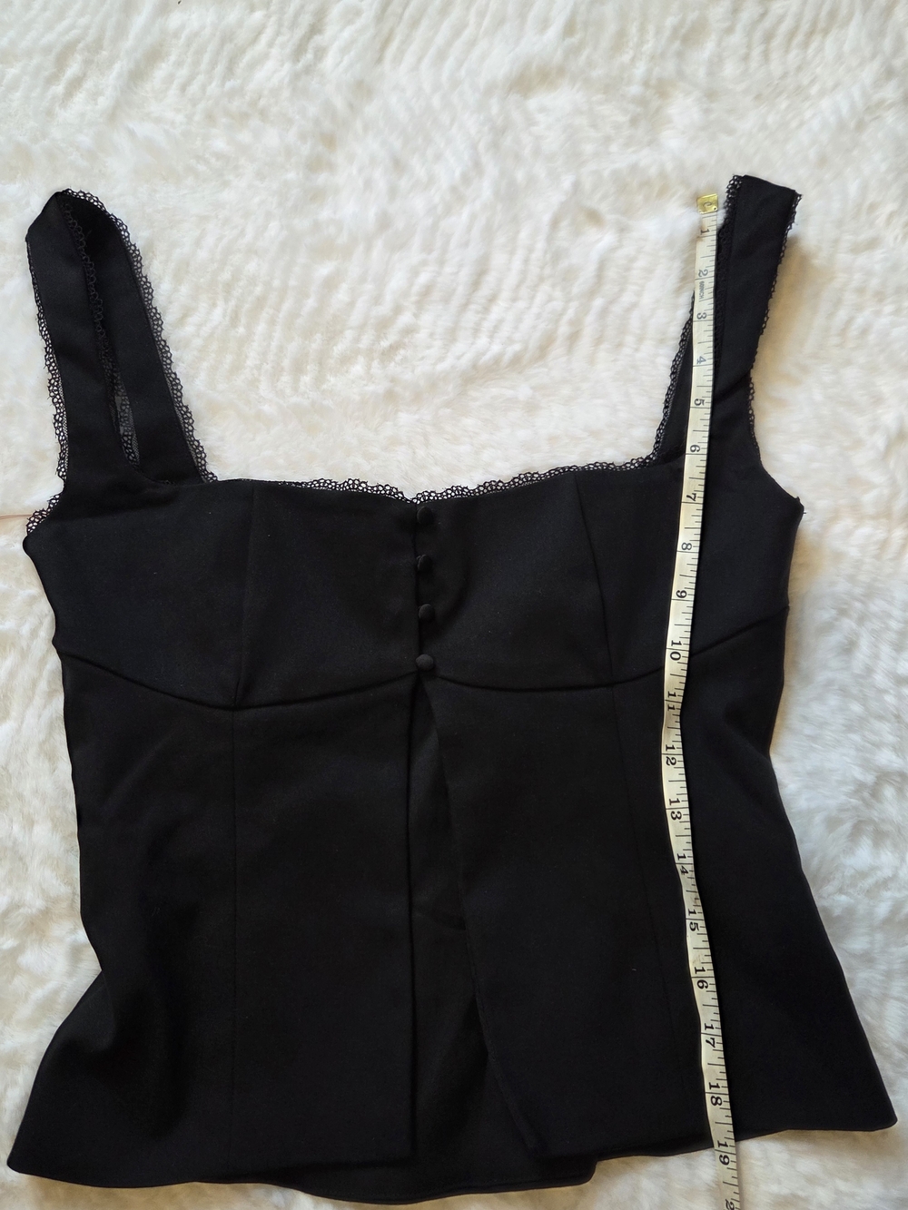 House of CB Noura Black Lace-Trim Button Front Crop Top - Picture 10 of 13